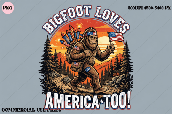 Bigfoot Loves America Too: A Graphic Design Asset for Creative Projects