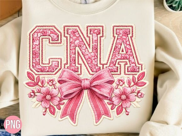 CNA Pink Floral Nursing Bow Design PNG for Creative Projects