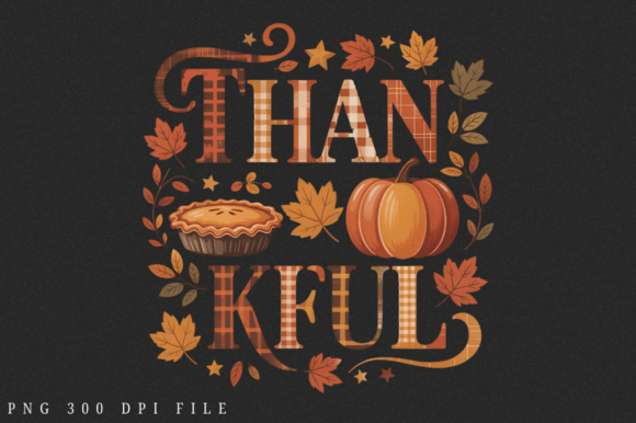 Cute Fall Thankful PNG Design: A Preppy Asset for Seasonal Creativity