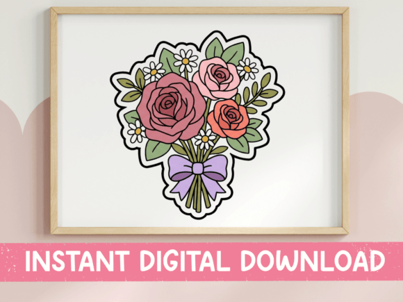 Floral Bouquet Rose Sticker Design: A Modern Asset for Visual Branding