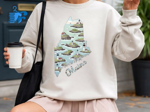 Maine Lighthouse Coastal Shirt Design: A Versatile Graphic Asset