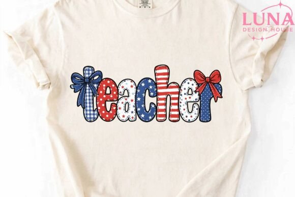 Patriotic Teacher PNG: Crisp Sublimation Design