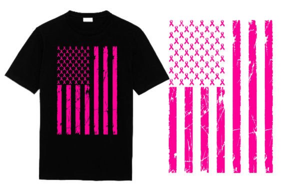 Pink Flag Ribbon T-Shirt Design: A Symbol of Patriotism and Hope