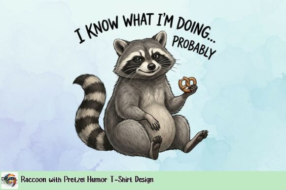 Raccoon with Pretzel Humor T-Shirt Design: A Whimsical Asset