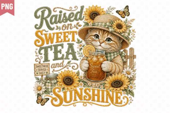 Raised on Sweet Tea Sunshine PNG Design: A Creative Asset for Vibrant Branding