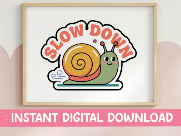 Slow Down Retro Snail Sticker Design: A Graphic Design Asset
